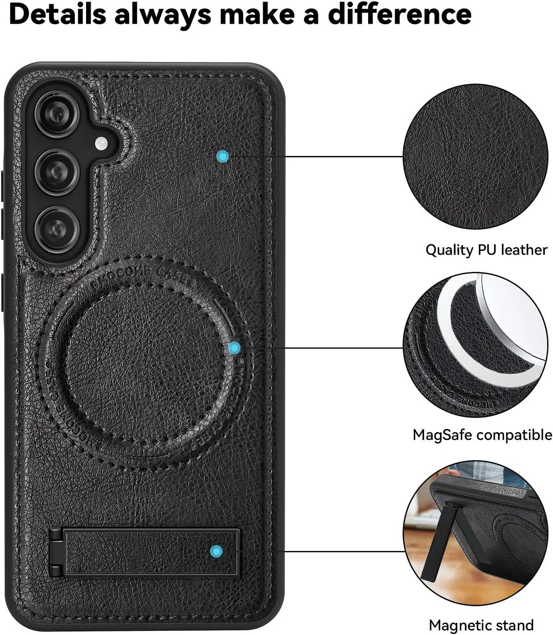 Samsung Galaxy Z Fold 6 Leather Case Magnetic Protective Case Holder Phone Case