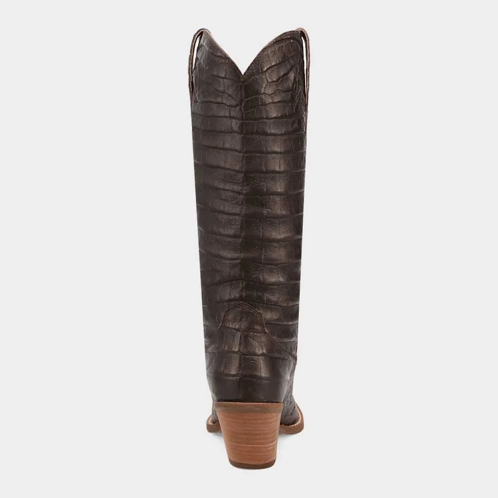 Women's Chocolate Brown Pull On Snip Toe Western Boots for Women