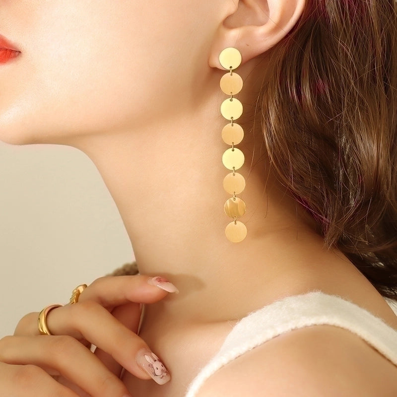 1 Pair Exaggerated Streetwear Round Plating 304 Stainless Steel 18K Gold Plated Drop Earrings