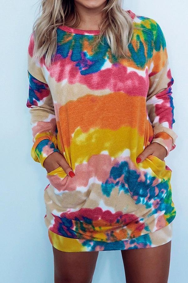 Womens Colorful Patchwork Mini Dress-Allyzone-Allyzone