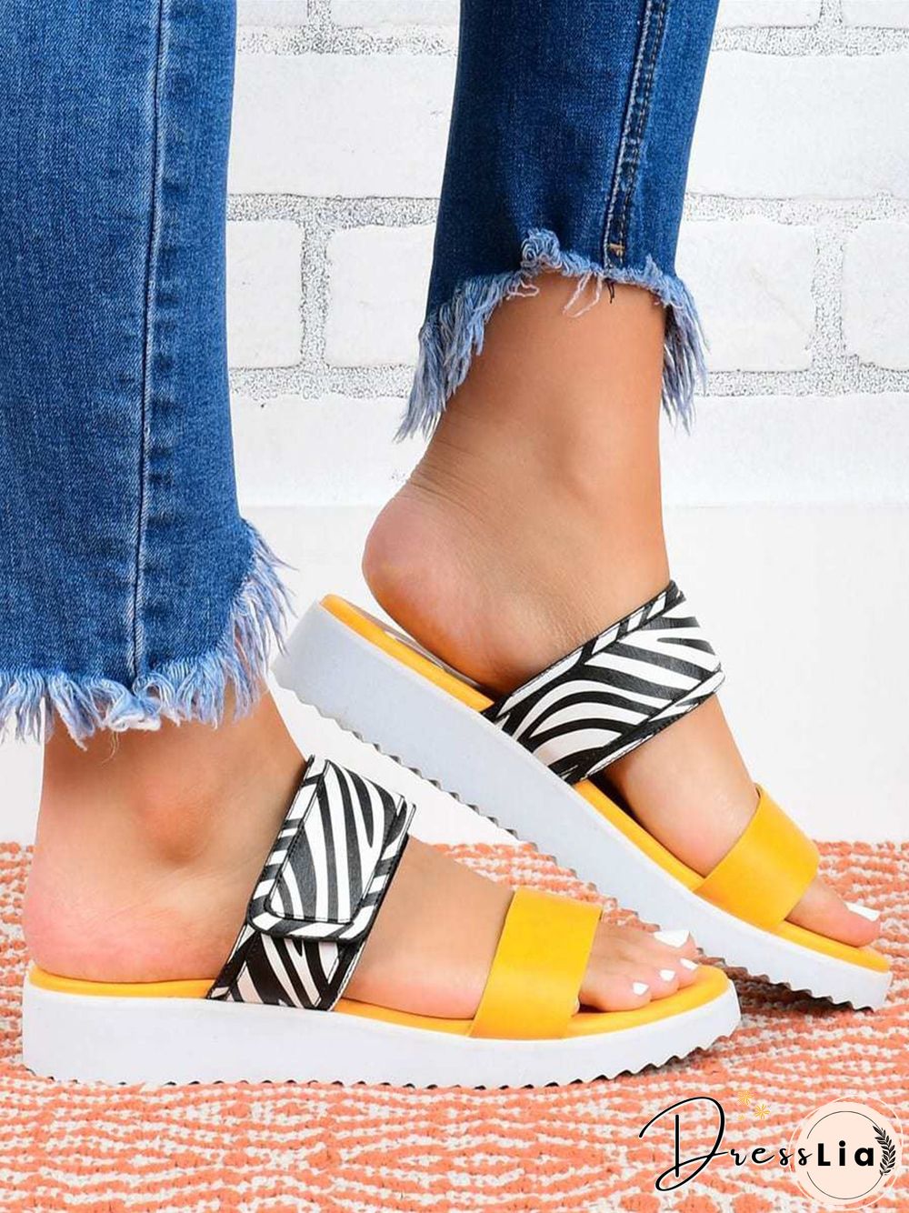 Leopard Print Snake Print Zebra Print Cow Print Strap Casual Slippers