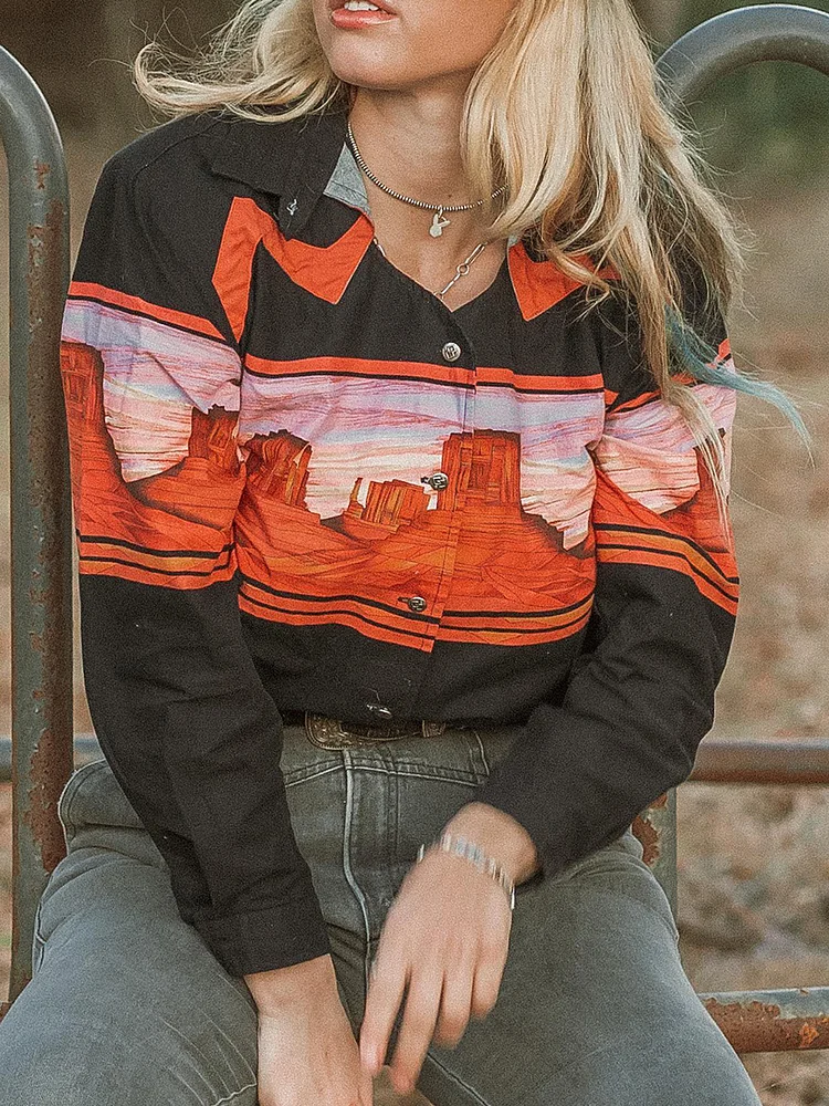 Elegant Black & Red Print Shirt