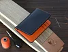 8 Pocket Black Shell Cordovan And Orange Italian Buttero Leather Bifold Card Holder. Minimalist Vertikal Wallet. Front Pocket Wallet.