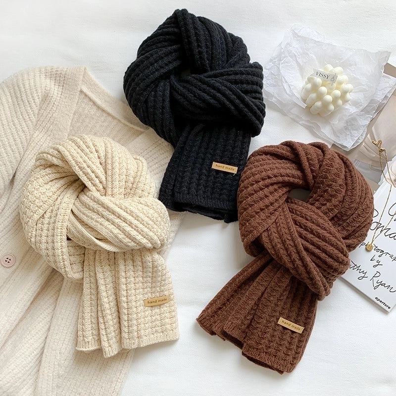 Women’s Minimalist Solid Color Knit Winter Scarves