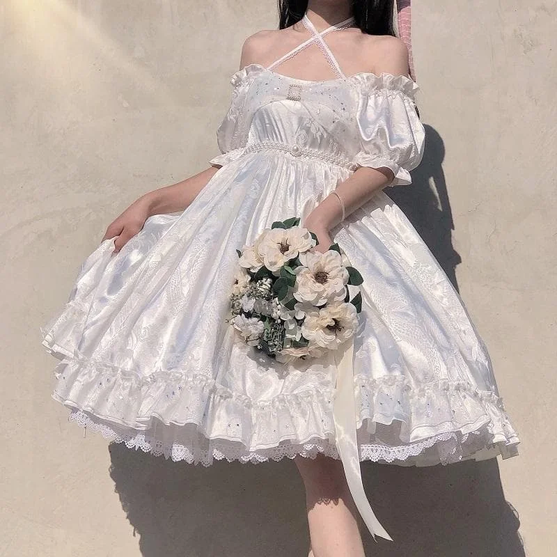 Cute Princess Dreamy White Lolita Sling Dress SP16359