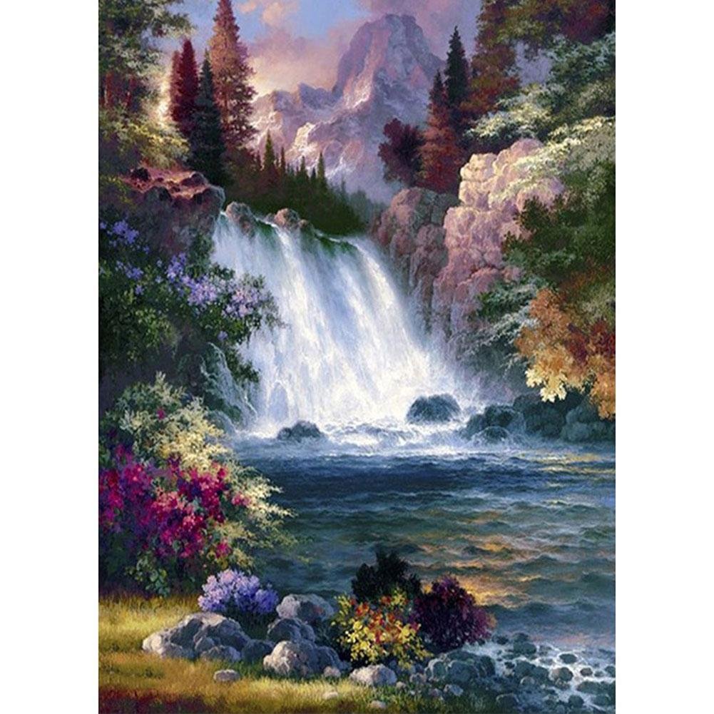 Full Round Diamond Painting Waterfall Scenery (40*30cm)