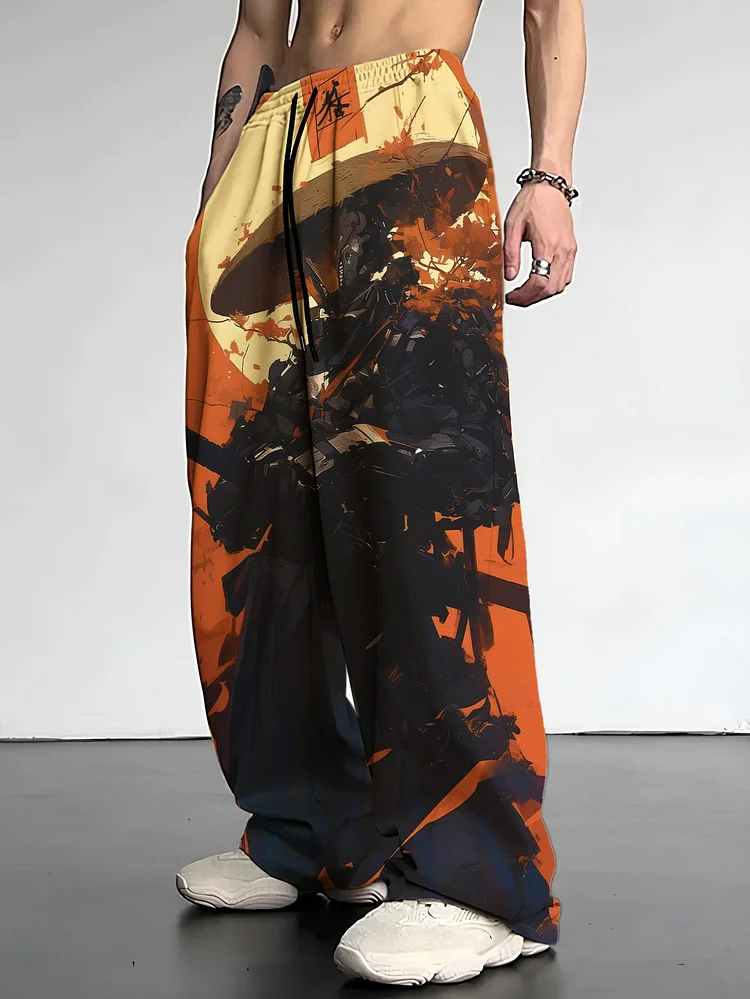 Men's Cyberpunk Samurai Art Print Drawstring Waist Pants