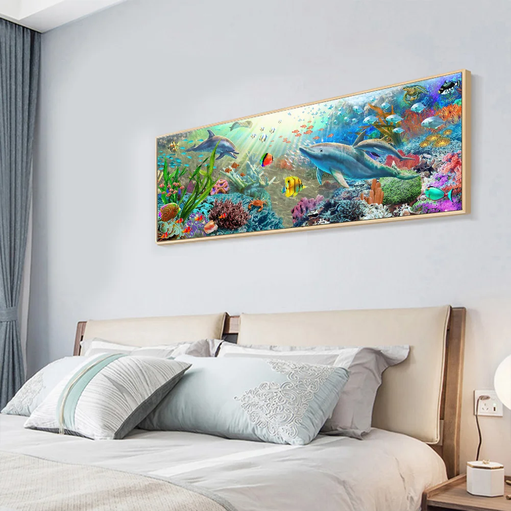 Diamond Painting - Full Round Drill - Ocean Dolphin(90*30cm)