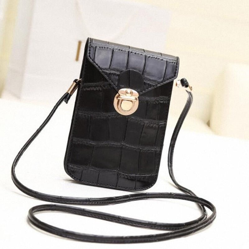 Silver Mobile Phone Mini Bags Small Clutches Shoulder Bag Crocodile Leather Women Handbag Black Clutch Purse Handbag Flap