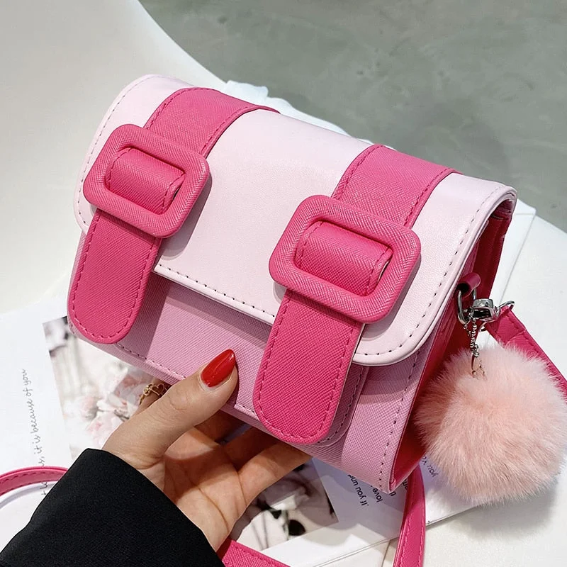 Contrast color Square Crossbody bag 2021 Summer New PU Leather Women's Designer Handbag Luxury brand Shoulder Messenger Bag
