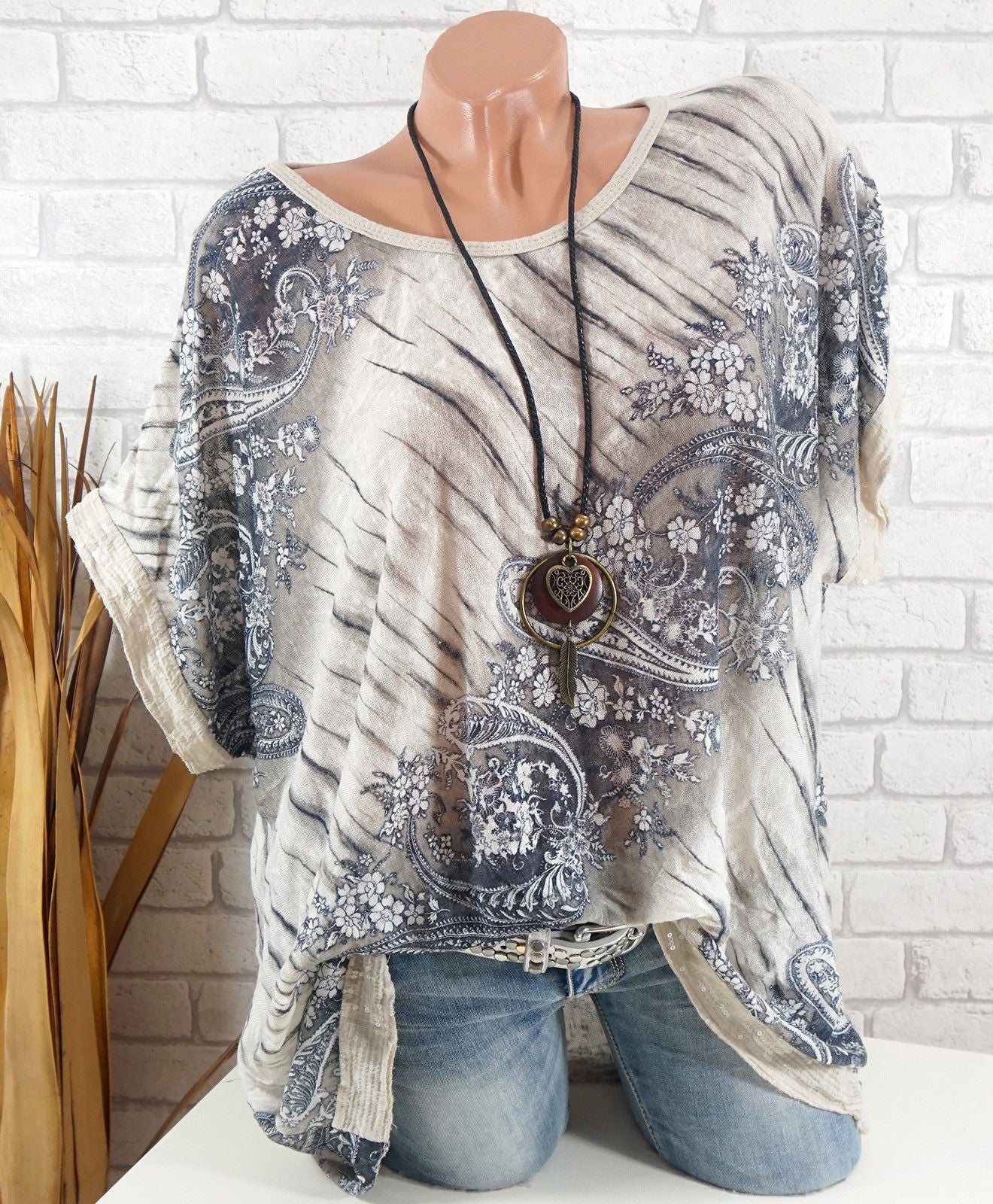 Women Long Sleeve V-neck Graphic Floral Printed Top