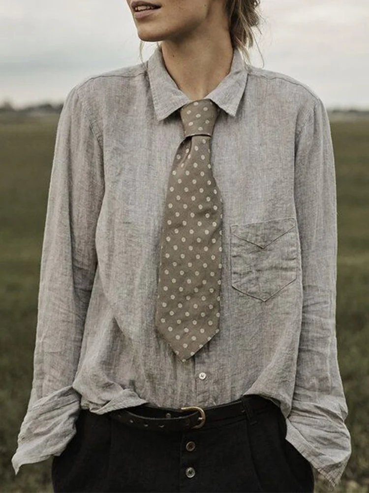 Vintage Pocket Linen Blend Blouse
