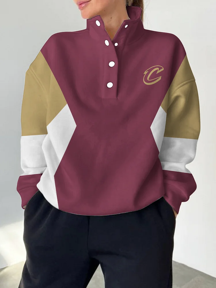 Cleveland Cavaliers 2025 New Design Casual Snap Mockneck Pullover