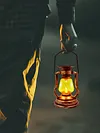 Solar Retro Kerosene Lamp Built-In Battery Light Courtyard Garden Decor (Copper)