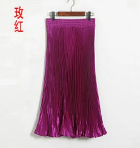 Nigikala Nigikala Luster Polyester Pressure Folded Half Skirt Original Single Long Skirt Silk Clear Silk #8035