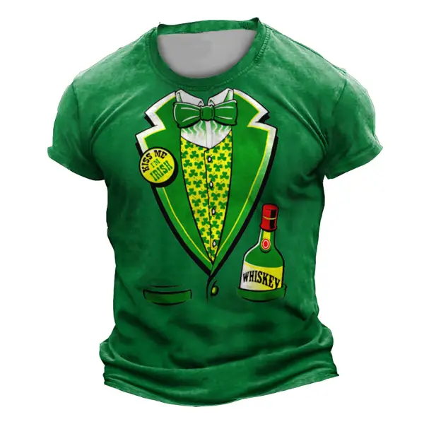 Men's Irish Whiskey Tuxedo St. Patrick's Day Print Outdoor Daily Casual Short Sleeve Crew Neck T-Shirt ctolen