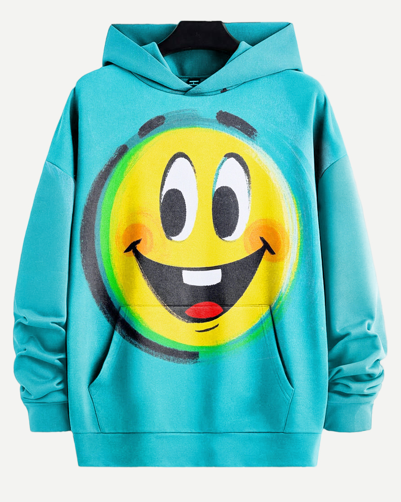 Couple Plus SizeFunny Smiley Graffiti Art Print Hoodie Set
