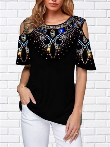 Women's Short Sleeve Scoop Neck Off-shoulder Top