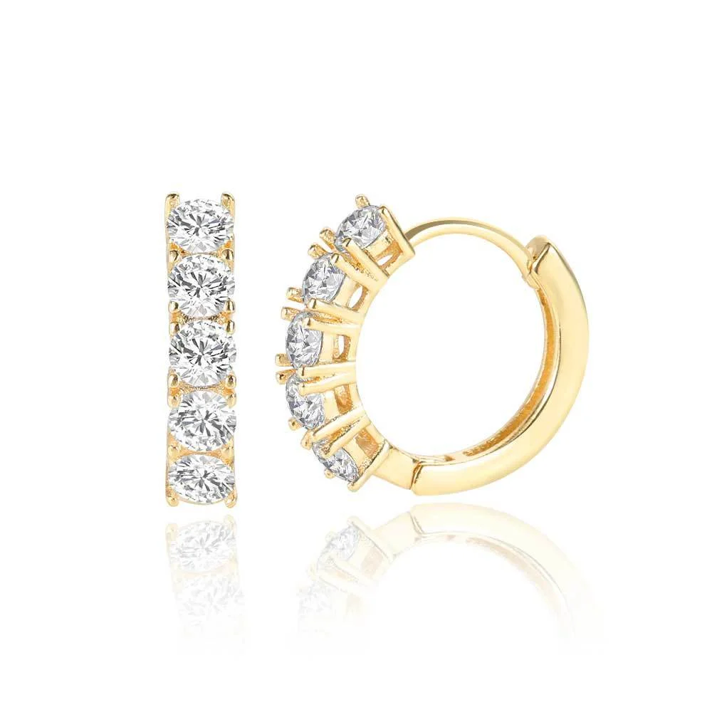 Hip Hop 1 Row Zircon Iced Out Small Hoop Men Earring-VESSFUL