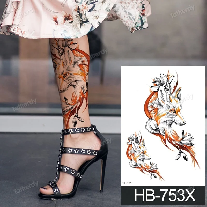 big tattoo anime tiger lion king head thigh leg temporary tattoo for women girls beauty sexy body art sticker tattoos waterproof