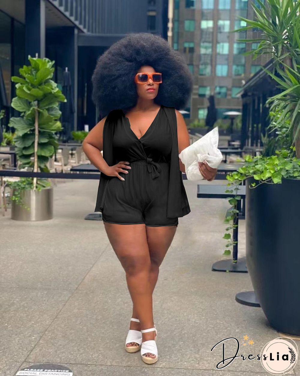 Plus Size 4XL V-neck Rompers