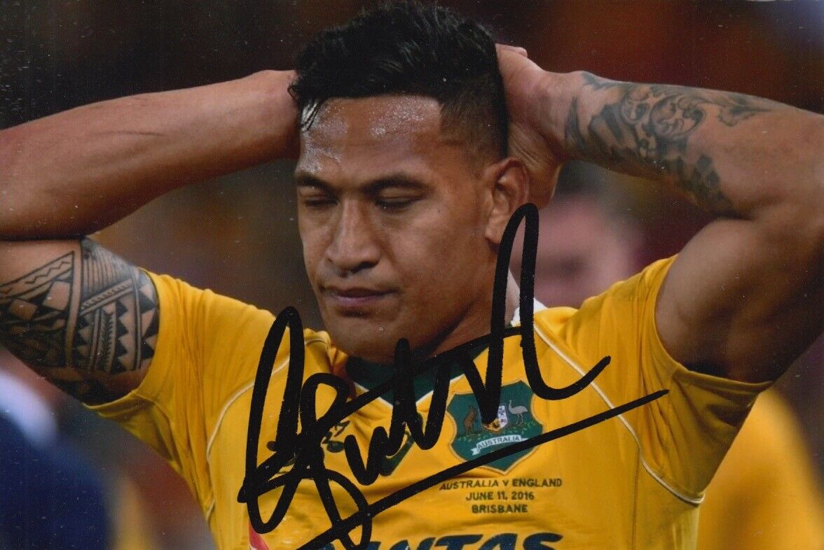 ISRAEL FOLAU HAND SIGNED 6X4 Photo Poster painting AUSTRALIA RUGBY AUTOGRAPH 1