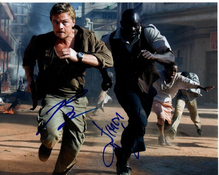 LEONARDO LEO DICAPRIO and DJIMON HOUNSOU signed 8x10 BLOOD DIAMOND Photo Poster painting