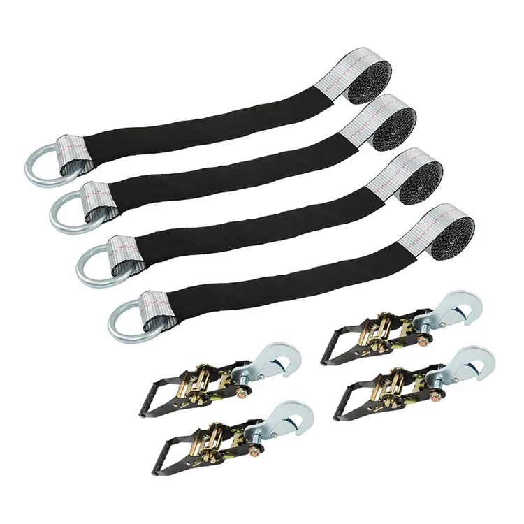 Silscvtt Silver Series Lasso Style Car Tie Down with Snap Hooks 2 Inch x 96 Inch 4 PCS 3,300 lbs Safe Working Load