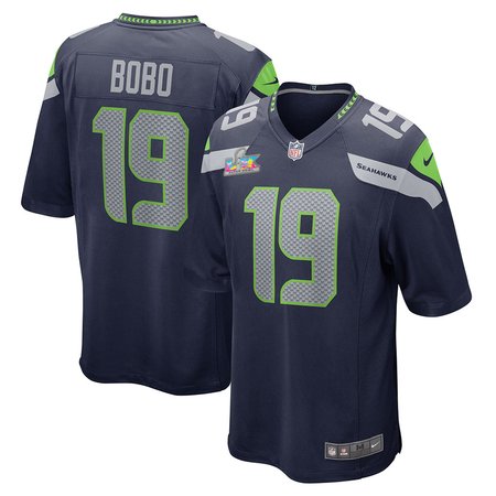 Men's Seattle Seahawks #19 Jake Bobo College Navy Super Bowl LX Patch Game Jersey