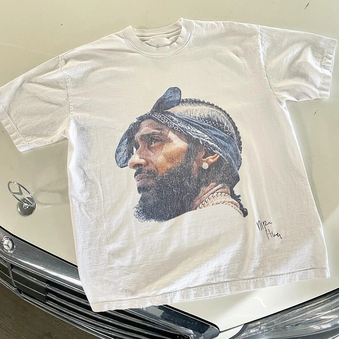 Casual street rap star printed T-shirt