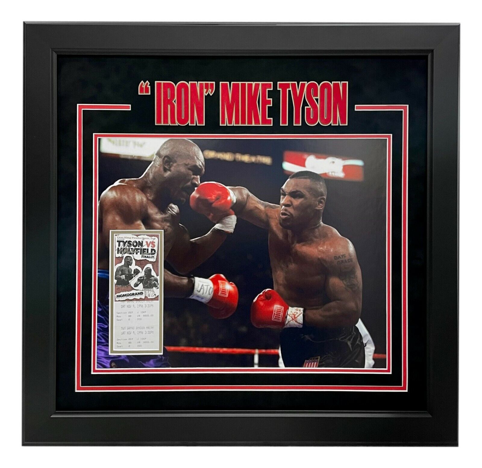 Mike Tyson Signed Authentic Ticket vs. Holyfield Framed 16x20 Photo Poster painting JSA COA Auto