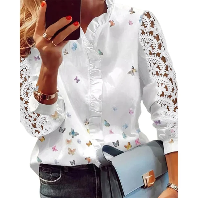 Elegant Fashion Butterfly Print Blouses