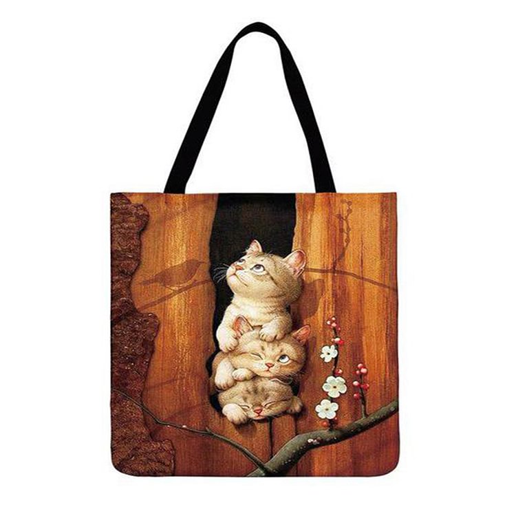 Cartoon Animal Cute Puppy Meow - Linen Tote Bag