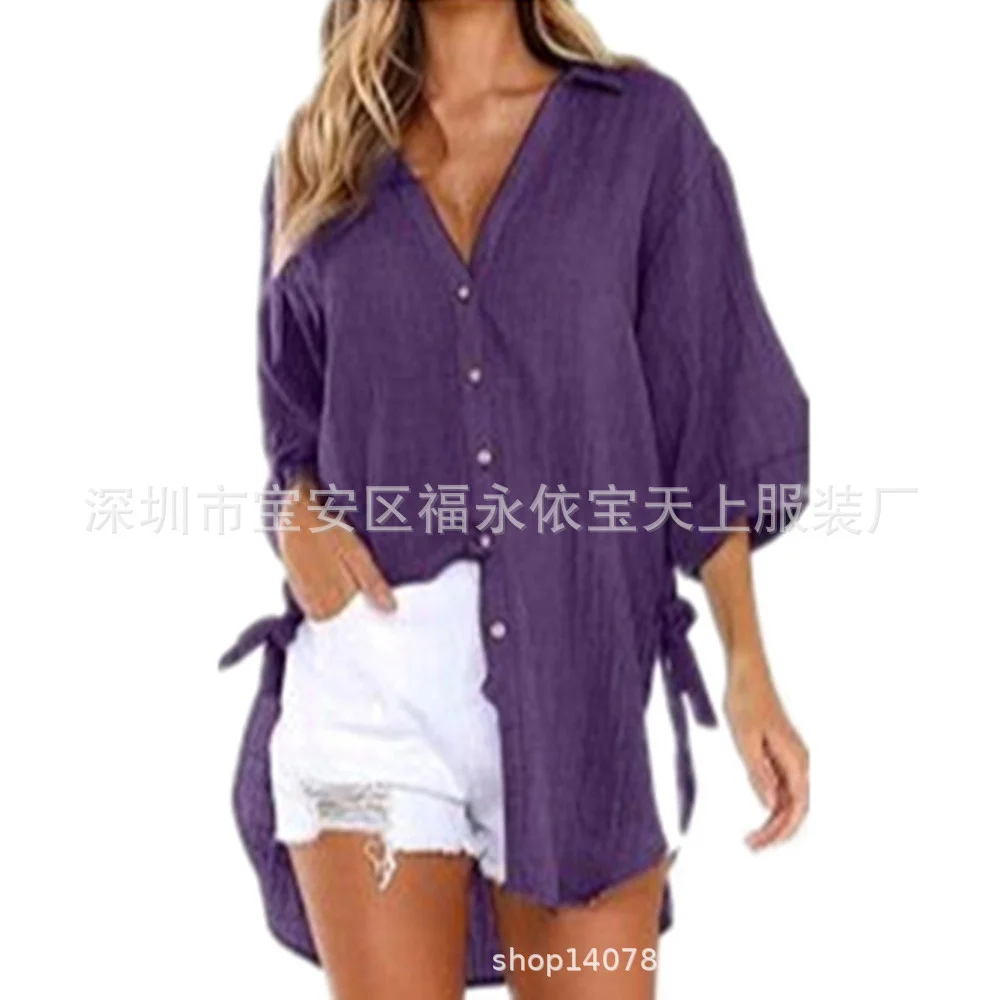 Wongn Wongn / Summer 2024 Women's New Linen Cotton Linen Shirt Irregular Cardigan Women