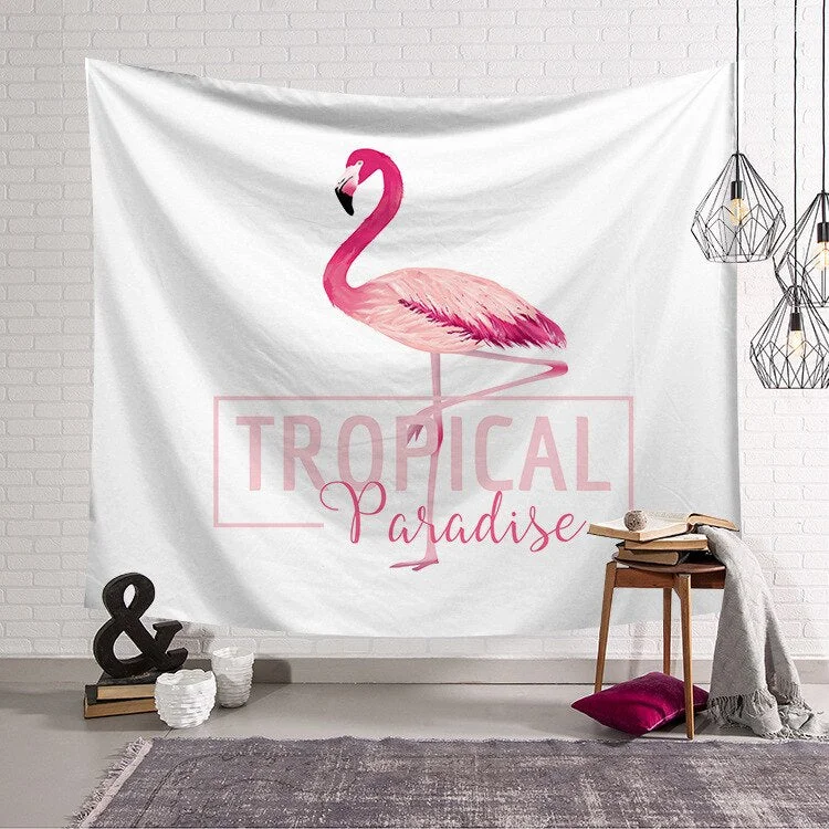 Flamingo Tapestry Pink Girl Heart Bedroom Decoration Fabric Wall Background Background Fabric Home Furnishing Fabric