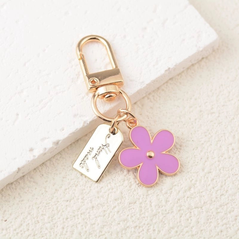 Cute Minimalist Flower Metal Unisex Bag Pendant Keychain