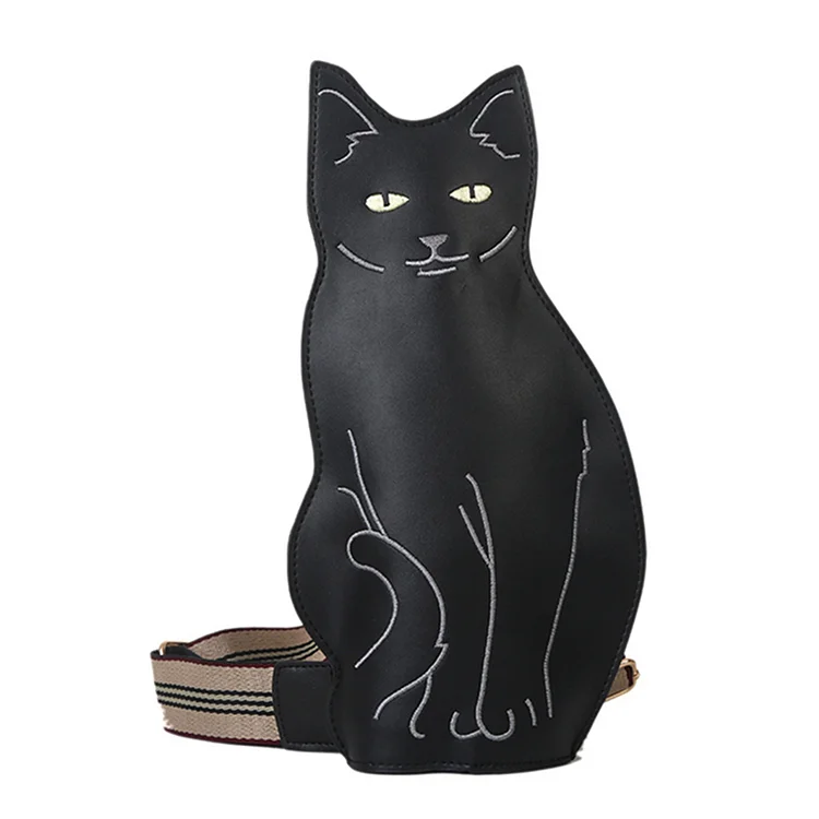 Cat Shape Chest Bag PU Shoulder Bag Adjustable Shoulder Strap Girl Gift (Grey)