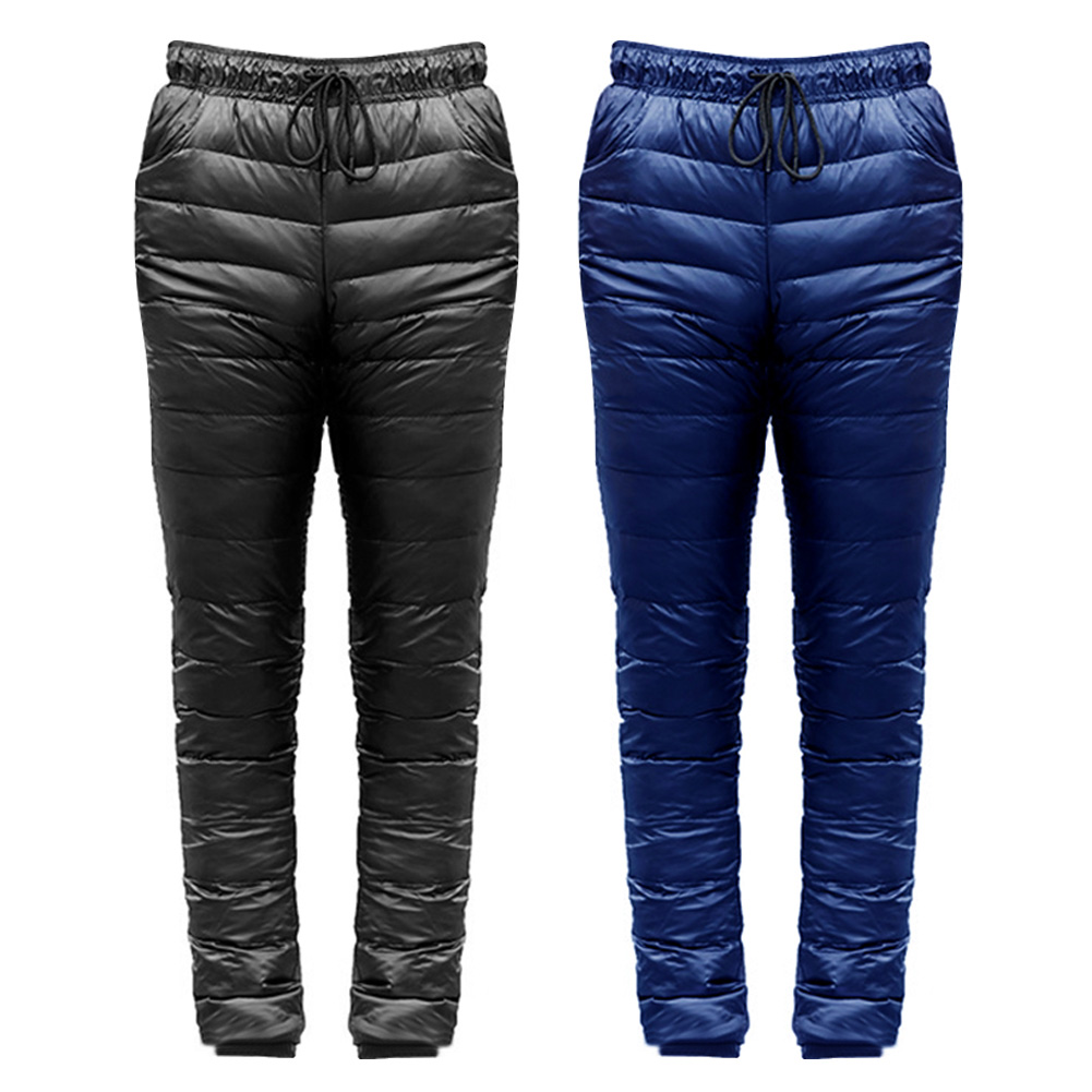 

Men Outdoor Down Pants Skiing Thickened Climbing Warm Slim Trousers S-5XL, Blue, 501 Original