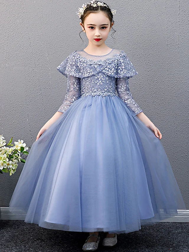 Bellasprom Sleeveless Jewel  A-Line Ankle Length Flower Girl Dress Lace With Beadings Bellasprom