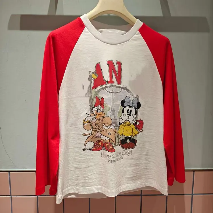 Cartoon Graphic T-Shirt for Women Men Crew Neck Long Sleeve Cute Print Tee Top