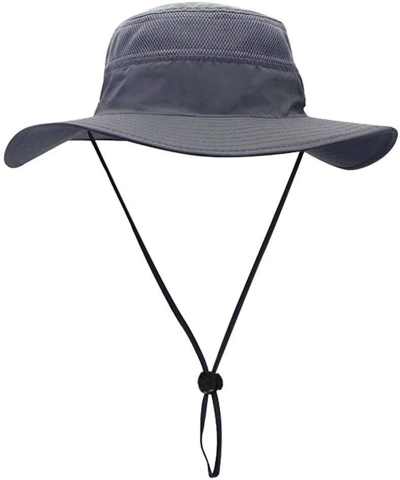 Wide Brim Booney Sun Hat - Summer UV Protection Packable Boonie Cap - Hiking Camping Fashion Outdoor Hunting Fishing Hat (Grey)