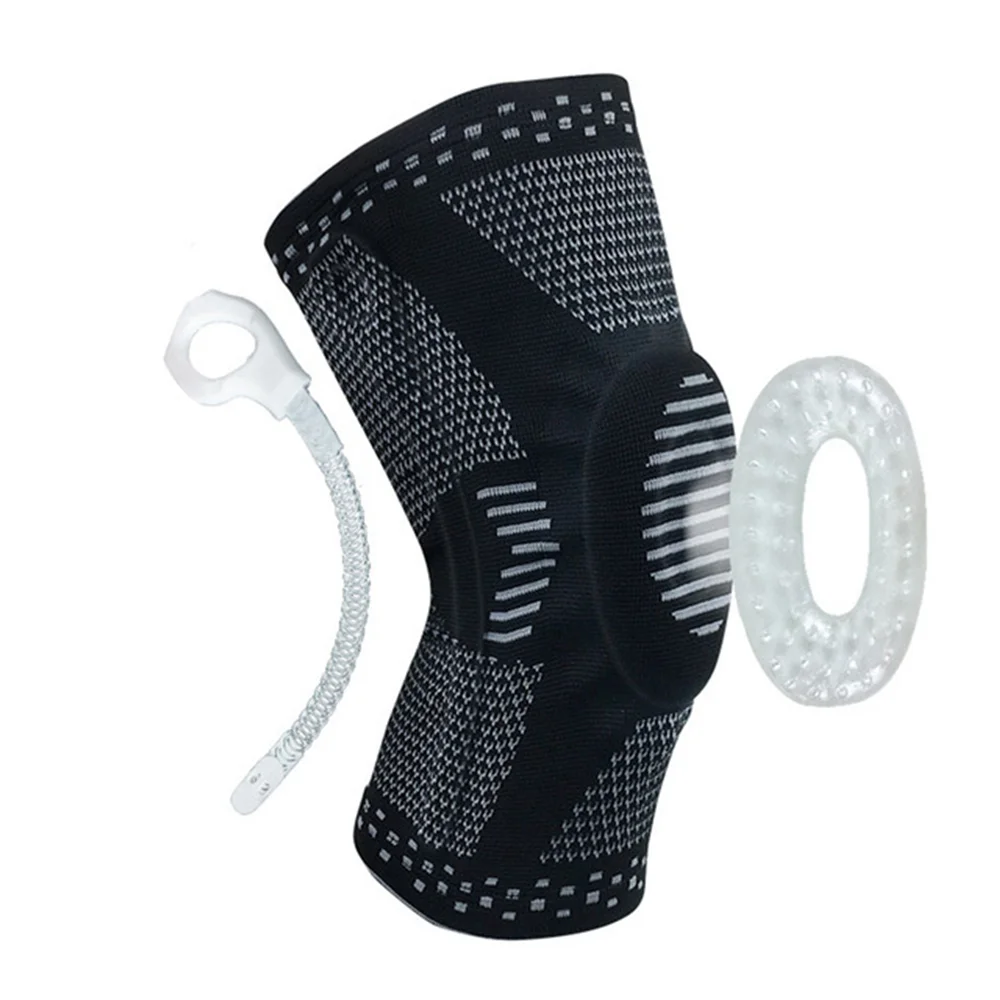 Uveng Knee Brace Silicone Spring Full Strap Patella Medial Support Strong Meniscus Compression Protection Sport Pads Running Basket
