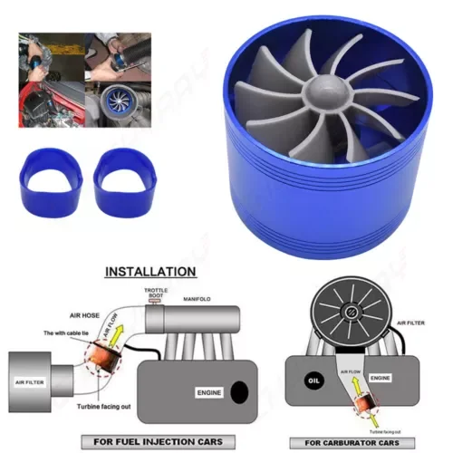 Dronehint Car Air Intake Turbonator blue Fan Engine Gas Fuel Saver Turbine Charger Parts (For: Acura) Parts