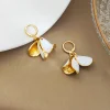 Elegant White & Golden Petal Tassel Earrings