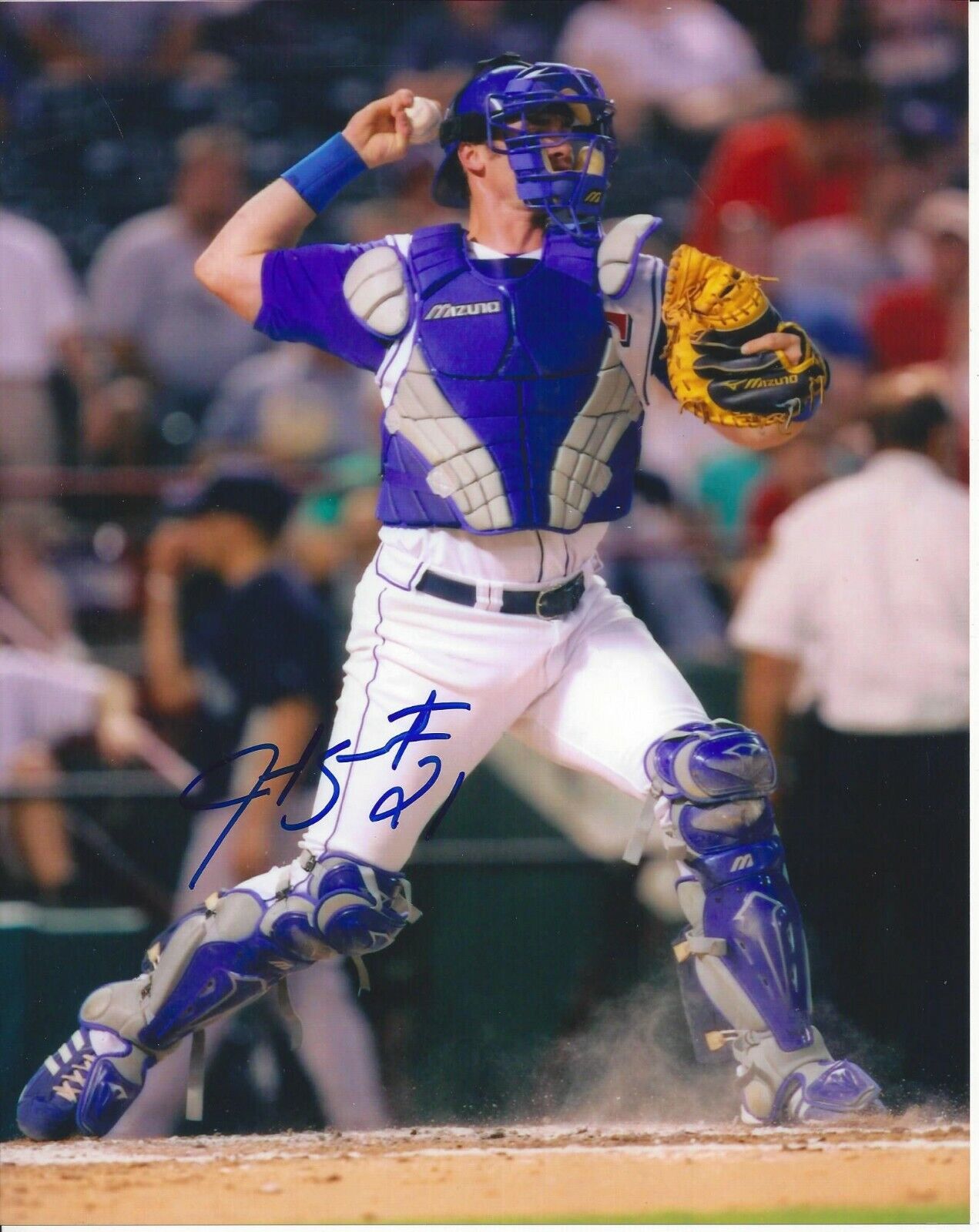 Jarrod Saltalamacchia autographed 8x10 Texas Rangers#S566