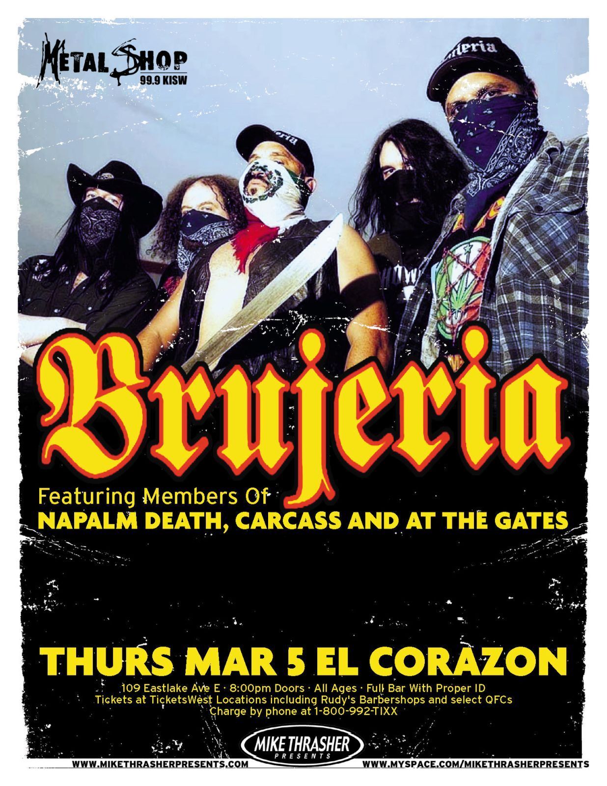 BRUJERIA 2009 Gig POSTER Seattle Washington Concert