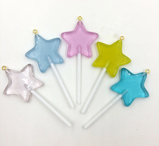 Bulk 10/30 pcs Star Resin Lollipop Charms,Cute Star Candy Lollipop Charm Pendant DIY decoration Earrings Necklace Key chain DIY