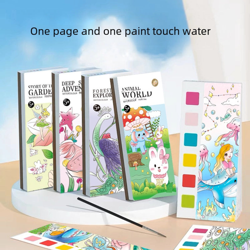 Children's Gouache Note Picture Book With Paint And Brush Watercolor Coloring Graffiti Kindergarten Student Boys And Girls