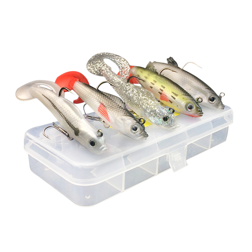 

5pcs Lead Fishing Lures Swimming T Tail 9.3g 14g Soft Artificial Swimbait, 501 Original