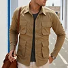 New Men's Solid Color Work Shirt, Everyday Casual Shirt with Pockets
